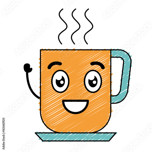 coffee mug kawaii character vector illustration design