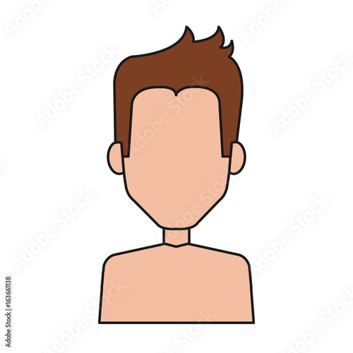 young man shirtless avatar character vector illustration design