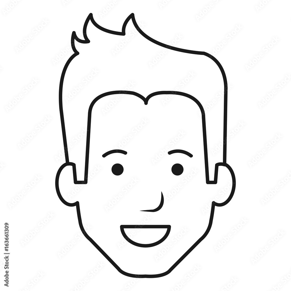 young man head avatar character vector illustration design