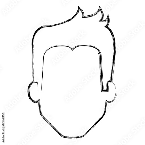 young man head avatar character vector illustration design