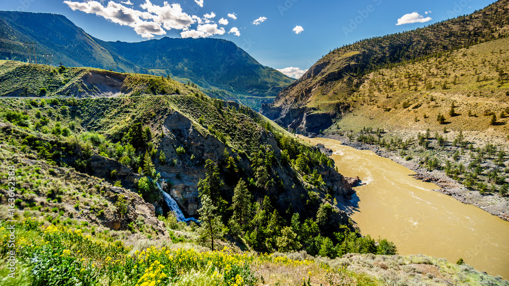 View of the Fraser River as it flows to the town of Lillooet in the Chilcotin region on British Columbia