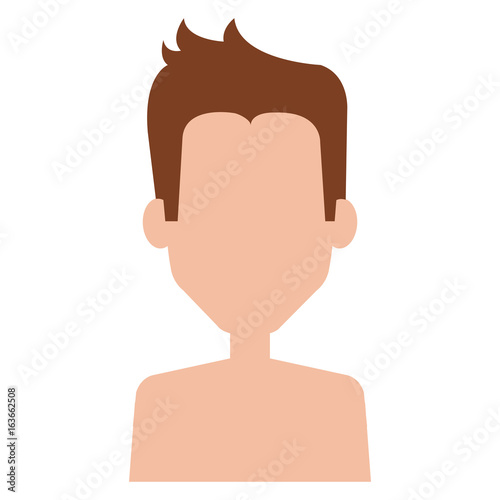 young man shirtless avatar character vector illustration design