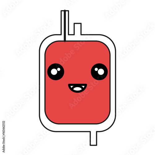 donate blood bag kawaii character vector illustration design