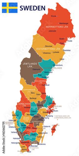 Obraz na plátně Sweden - map and flag illustration