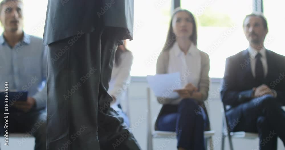 Confident Business Man Leading Presentation Explain Project In Front Of Businesspeople Team, Boss With Colleagues While Conference Meeting Slow Motion 60 Confident Business Man Leading Presentation Explain Project In Front Of Businesspeople Team, Boss With Colleagues While Conference Meeting Slow Motion 60