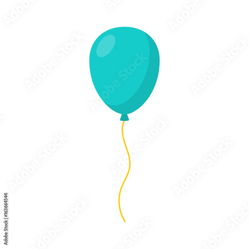 Blue balloon in cartoon flat style isolated on white background. Vector icon