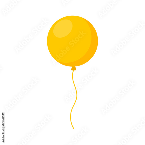 Yellow balloon in cartoon flat style isolated on white background. Vector icon