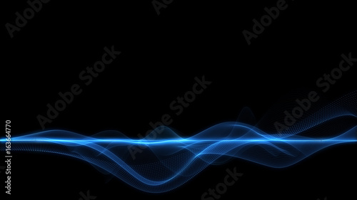 Abstract blue energy wave on dark background