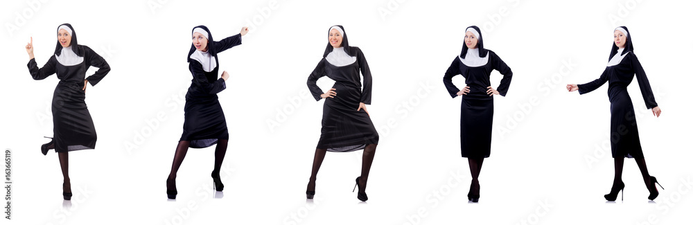 Pretty nun isolated on white Pretty nun isolated on white