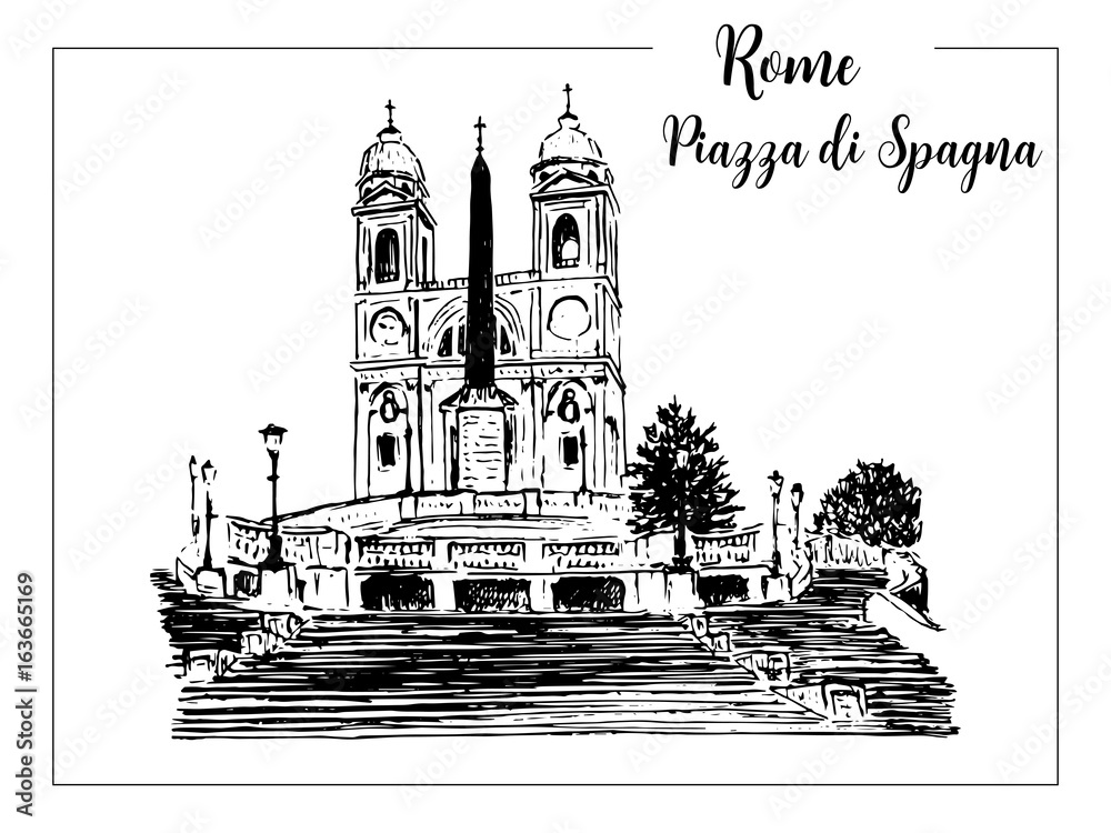 Fototapeta premium vector sketch of The Spanish Steps in Rome.