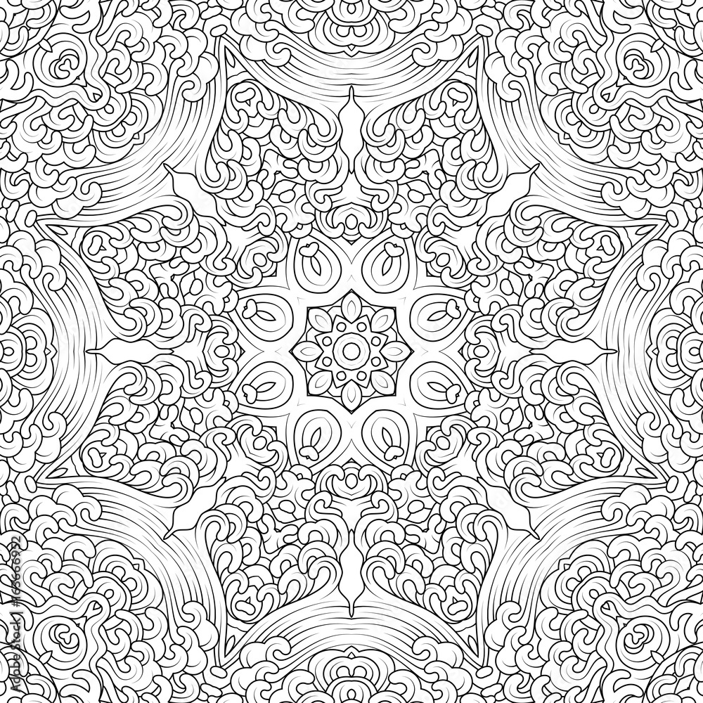 design coloring page, black and white mandala, vector Stock Vector