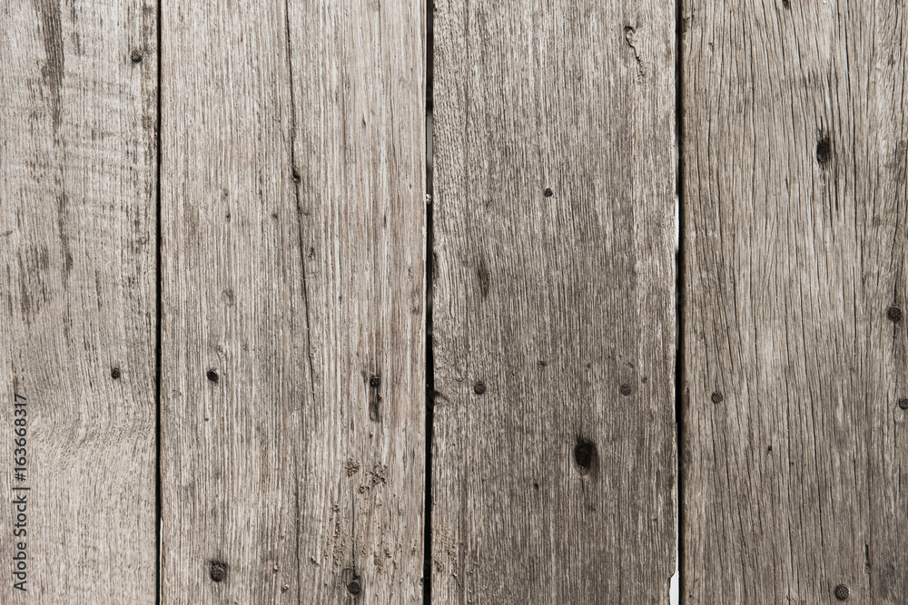 old wood floor pale color for background texture with rust nail
