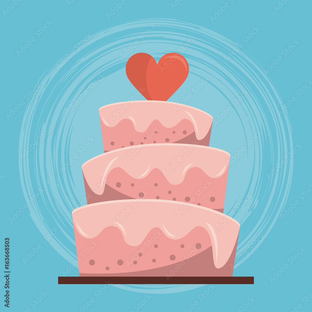 colorful background of wedding cake with heart on top colorful background of wedding cake with heart on top