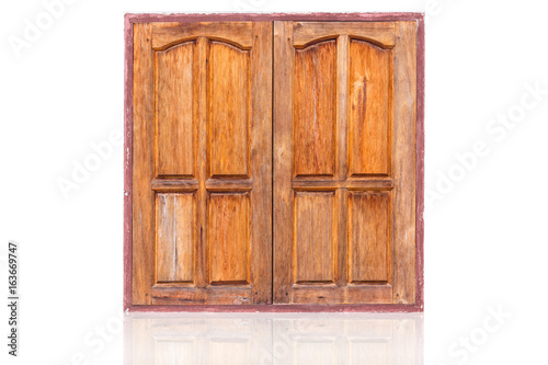 closed  two panel wood window thailand asian style isolated on white. © Quality Stock Arts