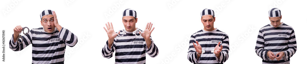 Man prisoner isolated on white background Man prisoner isolated on white background