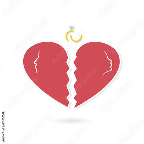 Broken heart and broken ring - divorce