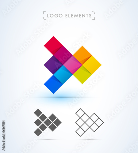 Free Download Mosaic arrow logo sign set. Origami paper, material design style. - GFXLoad