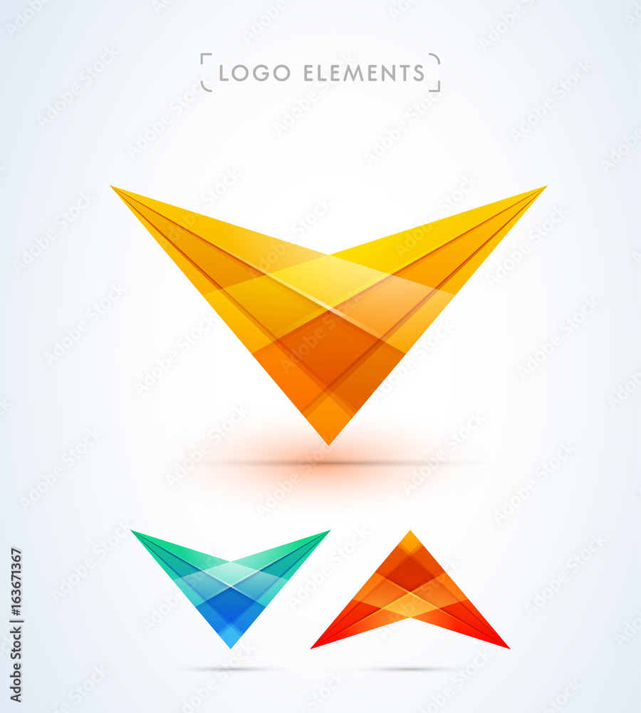 Abstract check mark logo. Glossy material design style collection. Abstract check mark logo. Glossy material design style collection.