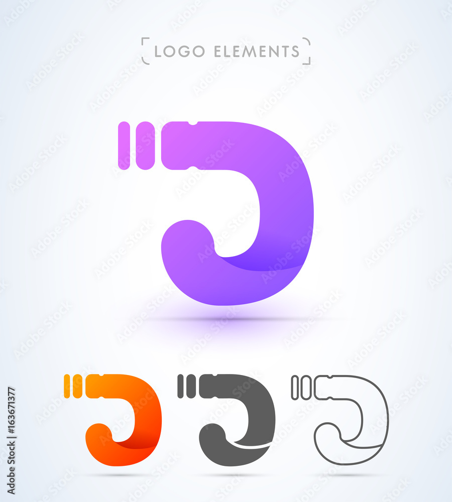 Vector abstract letter D logo elements. Material design style collection. Vector abstract letter D logo elements. Material design style collection.