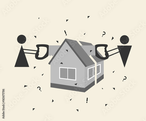spouse after the divorce sawing the house into two parts