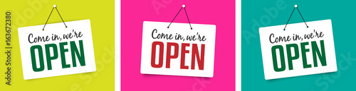 "We're open" sign