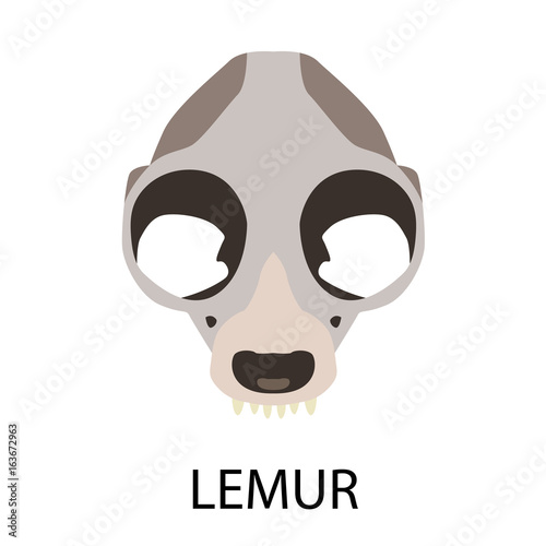 Skulls of animals flat icon set