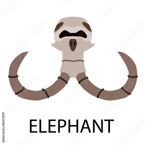Skulls of animals flat icon set