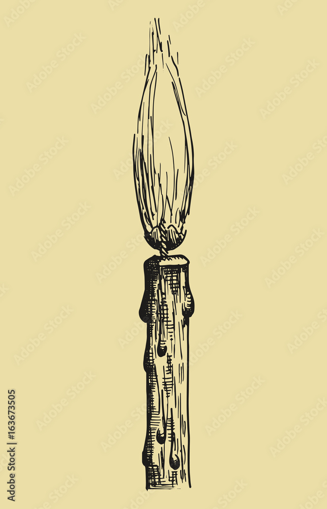 The candle burns a hand drawing. Vector sketches The candle burns a hand drawing. Vector sketches