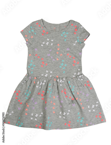 gray cotton baby dress. Isolate