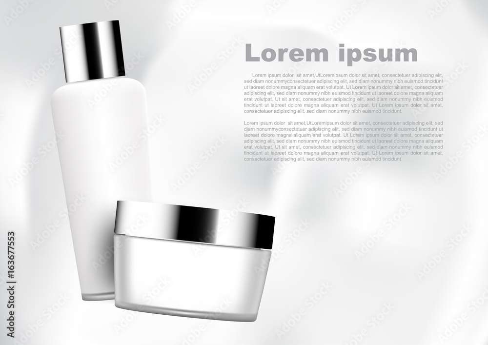 Whitening cosmetic cream with template on white background white cosmetic collection Whitening cosmetic cream with template on white background white cosmetic collection