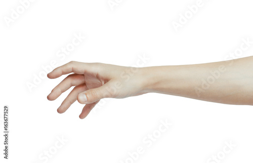 A hand is reaching out so it can shake hands.