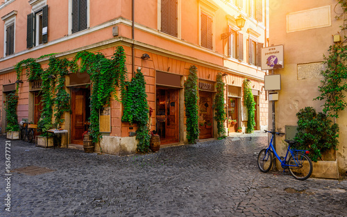 Cozy old street in Trastevere in Rome, Italy