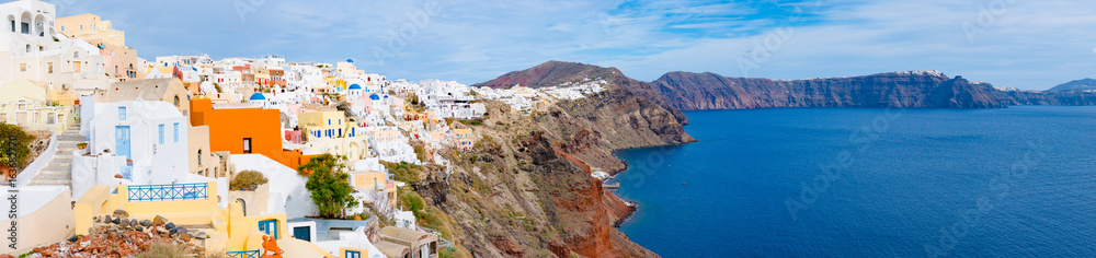 Panorama of the town of Oia, Santorini Island, Greece