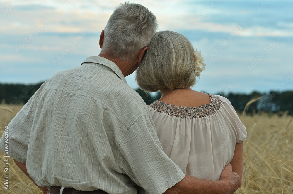 Senior couple on field of wheat Senior couple on field of wheat