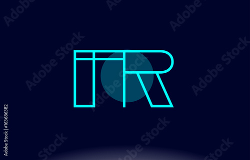 fr f r blue line circle alphabet letter logo icon template vector design photo