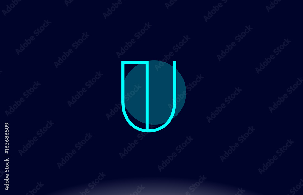 u blue line circle alphabet letter logo icon template vector design