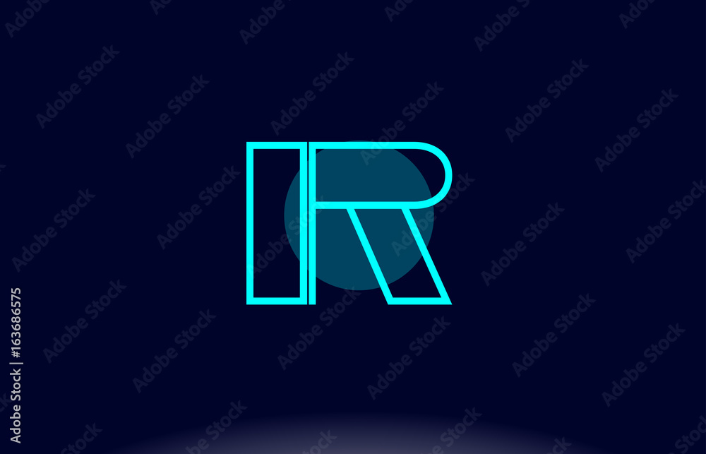 ir i r blue line circle alphabet letter logo icon template vector design