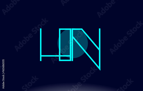 hn h n blue line circle alphabet letter logo icon template vector design