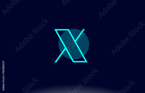 x blue line circle alphabet letter logo icon template vector design