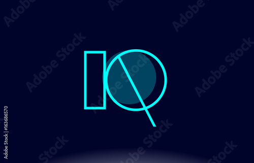 iq i q blue line circle alphabet letter logo icon template vector design