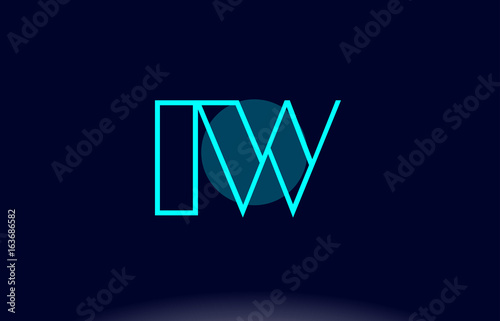 iw i w blue line circle alphabet letter logo icon template vector design