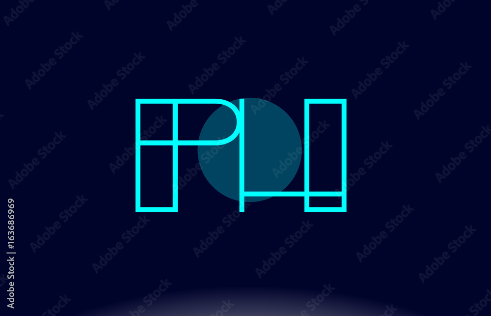 ph p h blue line circle alphabet letter logo icon template vector design