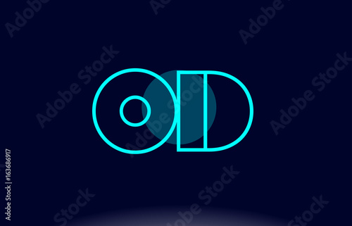od o d blue line circle alphabet letter logo icon template vector design