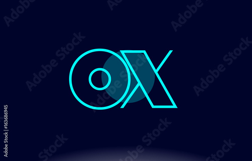 ox o x blue line circle alphabet letter logo icon template vector design