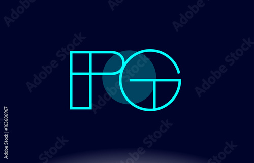pg p g blue line circle alphabet letter logo icon template vector design