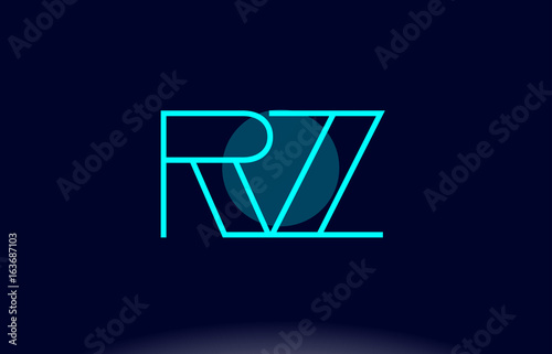 rz r z blue line circle alphabet letter logo icon template vector design