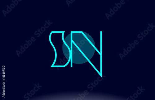 sn s n blue line circle alphabet letter logo icon template vector design
