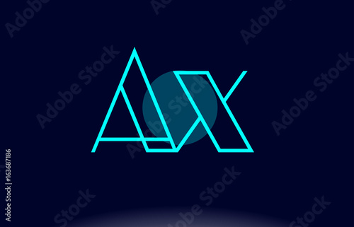 ax a x blue line circle alphabet letter logo icon template vector design