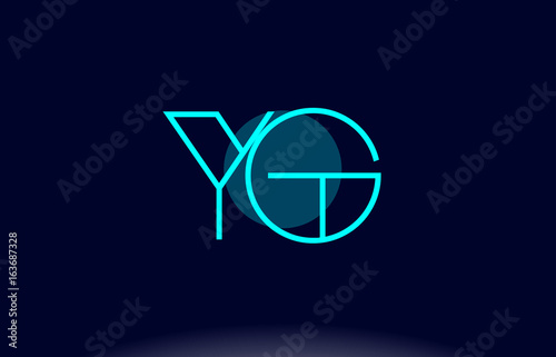 yg y g blue line circle alphabet letter logo icon template vector design