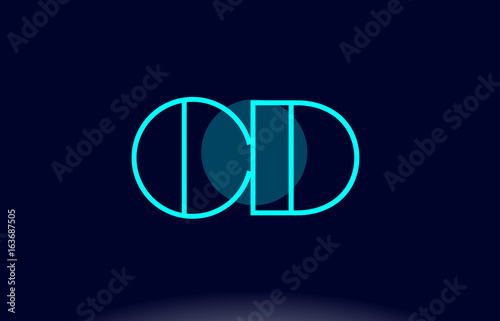 cd c d blue line circle alphabet letter logo icon template vector design